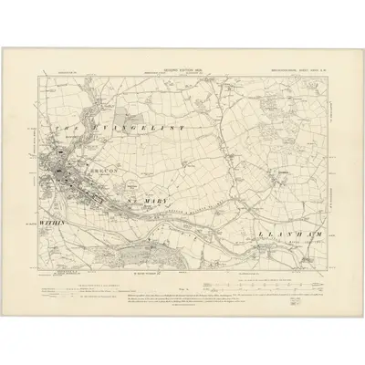 1903 Map of Brecknockshire XXVIII.SW, 1905 Print