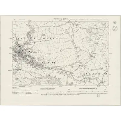 1938 Map of Brecknockshire XXVIII.SW, 1943 Print