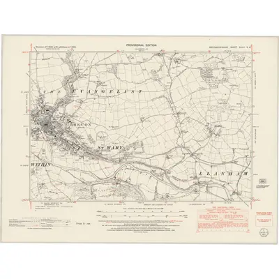1948 Map of Brecknockshire XXVIII.SW, 1953 Print