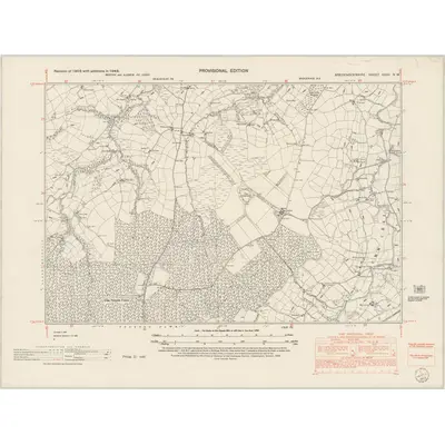 1948 Map of Brecknockshire XXXII.NW, 1953 Print