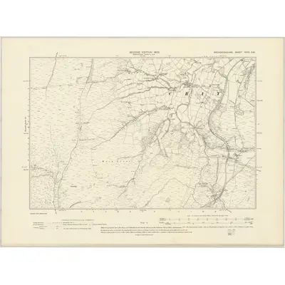1903 Map of Brecknockshire XXXII.SW, 1905 Print
