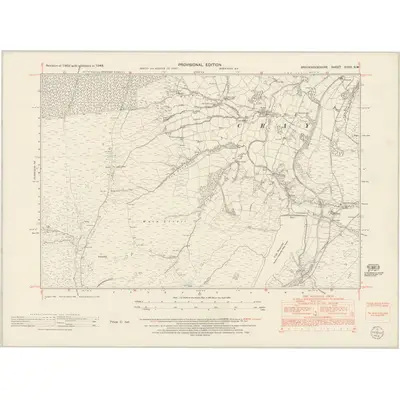 1948 Map of Brecknockshire XXXII.SW, 1953 Print