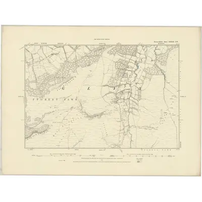 1886 Map of Brecknockshire XXXIII.SW, 1887 Print