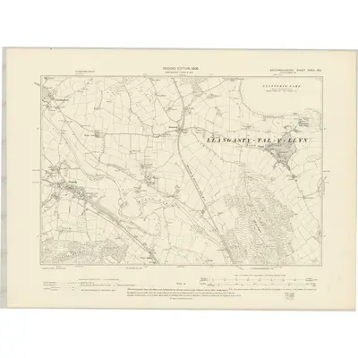 1903 Map of Brecknockshire XXXIV.NE, 1905 Print
