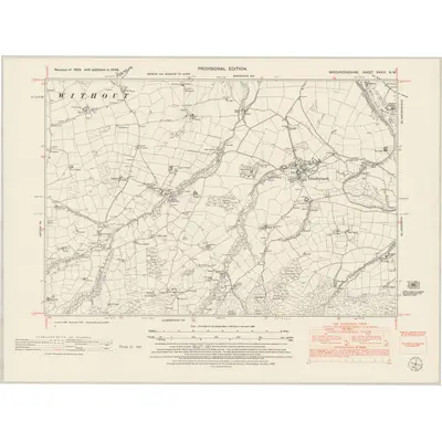 1948 Map of Brecknockshire XXXIV.NW, 1953 Print