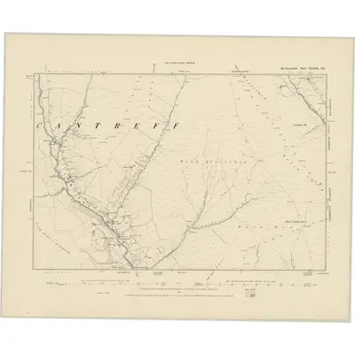 1885 Map of Brecknockshire XXXIX.SE, 1886 Print