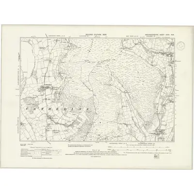 1903 Map of Brecknockshire XXXV.NW, 1938 Print