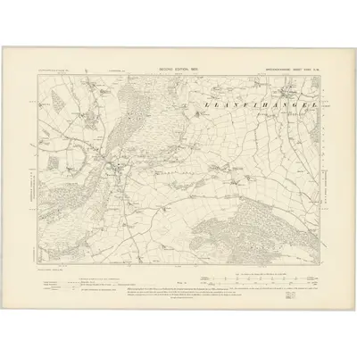 1903 Map of Brecknockshire XXXV.SW, 1905 Print