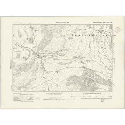 1903 Map of Brecknockshire XXXV.SW, 1937 Print