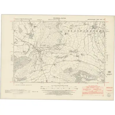 1948 Map of Brecknockshire XXXV.SW, 1953 Print