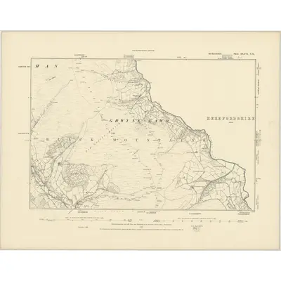 1886 Map of Brecknockshire XXXVI.NW, 1887 Print