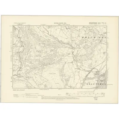 1903 Map of Brecknockshire XXXVI.SE, 1905 Print