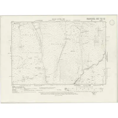 1903 Map of Brecknockshire XXXVII.NW, 1947 Print