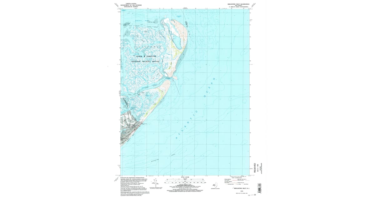 1994 Map of Brigantine Inlet, Atlantic County, NJ — High-Res | Pastmaps