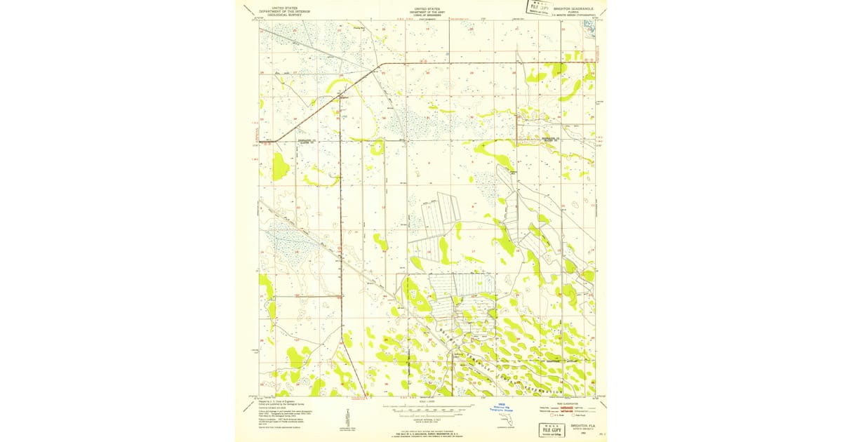 Old Maps of Brighton FL Pastmaps - Brighton Glades County Fl Usgs Topo 1953 P1954 Og 1200x630