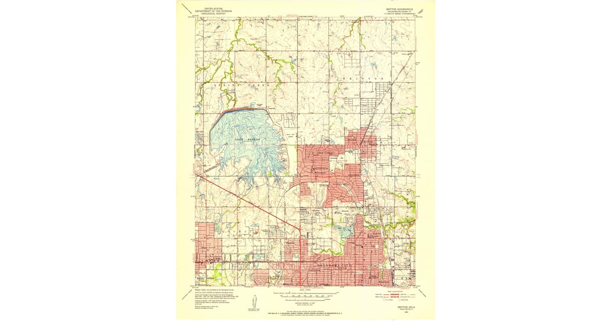 1900s 20th Century Maps of Edgemere - Britton Oklahoma County Ok Usgs Topo 1951 P1952 Og 1200x630