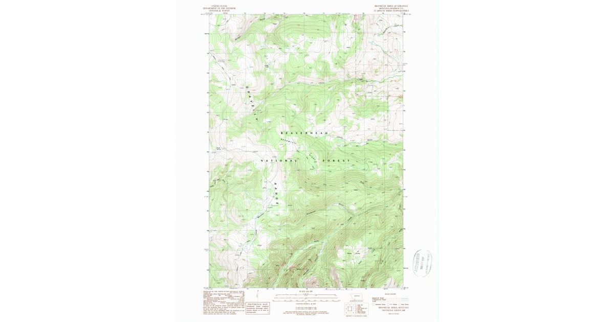 1988 Map of Broomtail Ridge, Madison County, MT — High-Res | Pastmaps