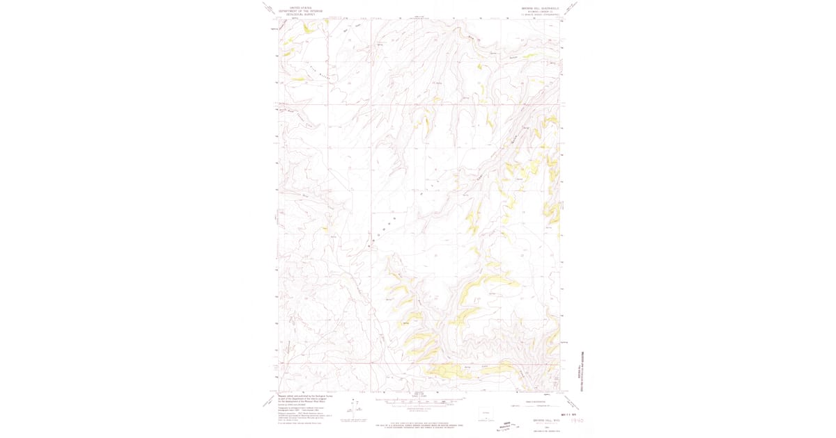 1961 Map of Browns Hill, Carbon County, WY — High-Res, 1974 Print ...