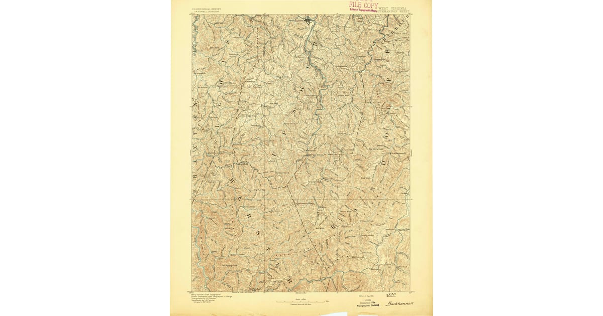 1800s 19th Century Maps of Arlington - Buckhannon Randolph County Wv Usgs Topo 1893 Og 1200x630