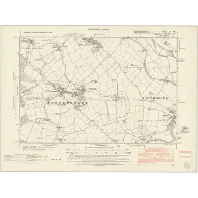 1950 Map of Buckinghamshire IX.NW, 1952 Print
