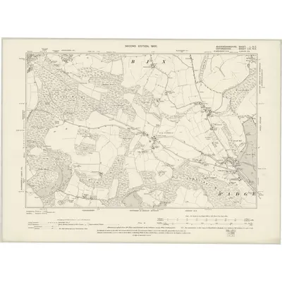 1897 Map of Buckinghamshire L.NE, 1900 Print