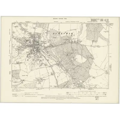1897 Map of Buckinghamshire LI.SW, 1900 Print