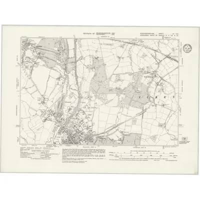1932 Map of Buckinghamshire LIV.NW, 1935 Print