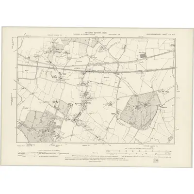 1897 Map of Buckinghamshire LVI.NE, 1900 Print