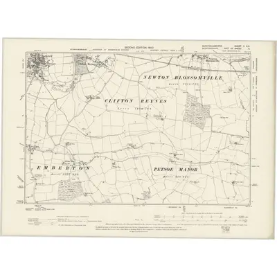 1899 Map of Buckinghamshire V.NE, 1900 Print