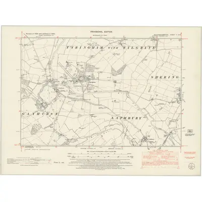 1950 Map of Buckinghamshire V.SW, 1952 Print