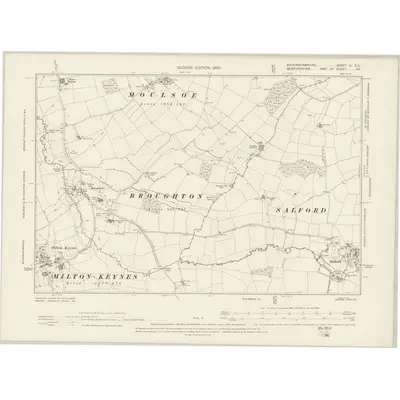 1898 Map of Buckinghamshire X.SE, 1900 Print