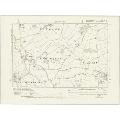 1923 Map of Buckinghamshire X.SE, 1926 Print