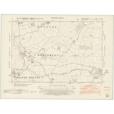 1950 Map of Buckinghamshire X.SE, 1952 Print