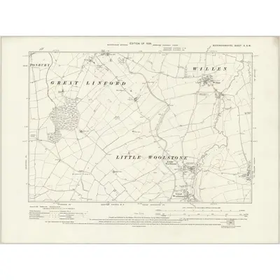 1924 Map of Buckinghamshire X.SW, 1926 Print