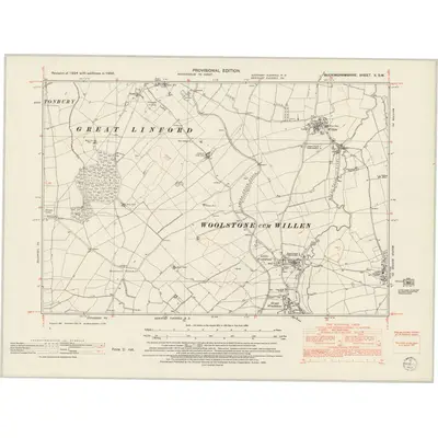 1950 Map of Buckinghamshire X.SW, 1952 Print