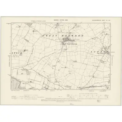 1898 Map of Buckinghamshire XIX.NW, 1900 Print