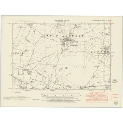 1950 Map of Buckinghamshire XIX.NW, 1952 Print