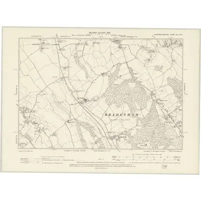 1897 Map of Buckinghamshire XLI.NE, 1900 Print