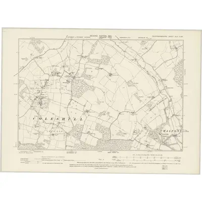 1896 Map of Buckinghamshire XLIII.SW, 1900 Print