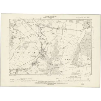 1897 Map of Buckinghamshire XLVII.SE, 1900 Print