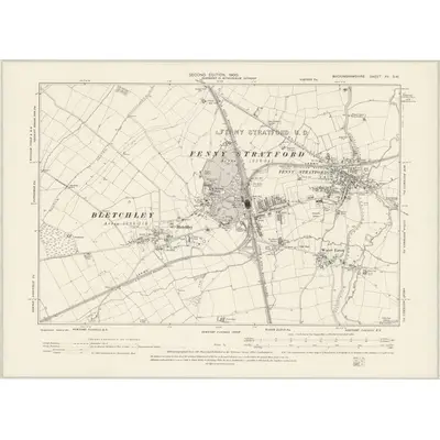 1898 Map of Buckinghamshire XV.SW, 1900 Print