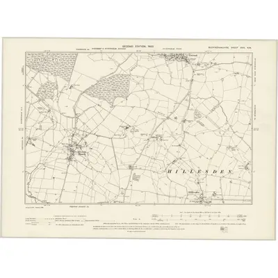 1898 Map of Buckinghamshire XVIII.NW, 1900 Print