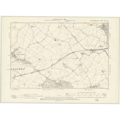 1898 Map of Buckinghamshire XVIII.SE, 1900 Print