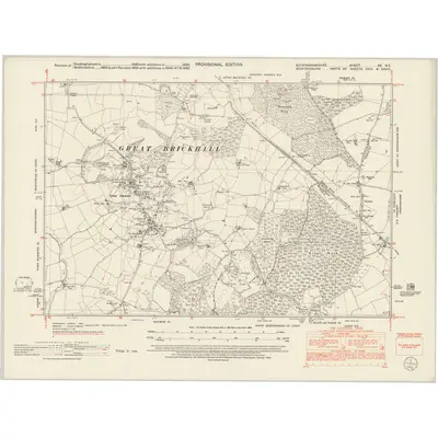 1950 Map of Buckinghamshire XX.NE, 1952 Print