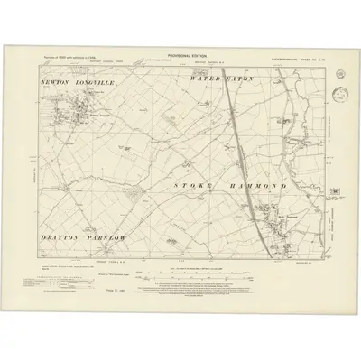 1938 Map of Buckinghamshire XX.NW, 1945 Print
