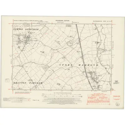 1950 Map of Buckinghamshire XX.NW, 1952 Print
