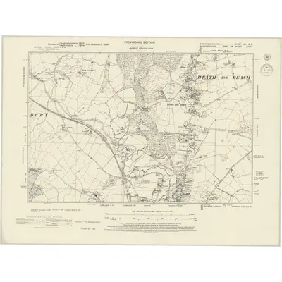 1938 Map of Buckinghamshire XX.SE, 1944 Print