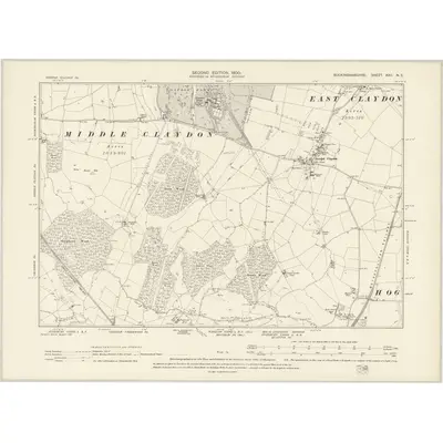 1898 Map of Buckinghamshire XXII.NE, 1900 Print