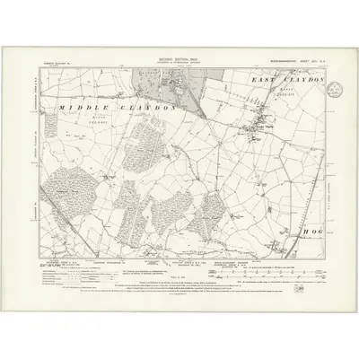 1898 Map of Buckinghamshire XXII.NE, 1900 Print