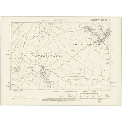 1897 Map of Buckinghamshire XXXII.SW, 1900 Print